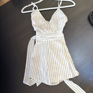 Striped White and Black Romper
